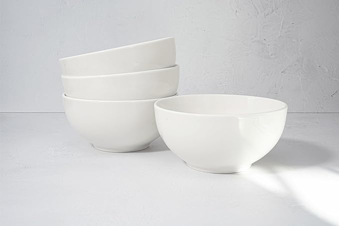 New Bone China 12 Piece Dinnerware Set Santorini Collection (Pure) White Daily Use China Tableware Service for 4