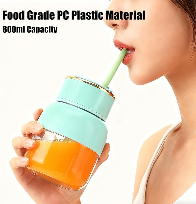 Portable Blender Cup USB Rechargeable 800ml Juice Blenders With 6 Blades Mini Blender Fresh Juicer Cup for Shakes and Smoothies Sports Travel Gym Office(Green)