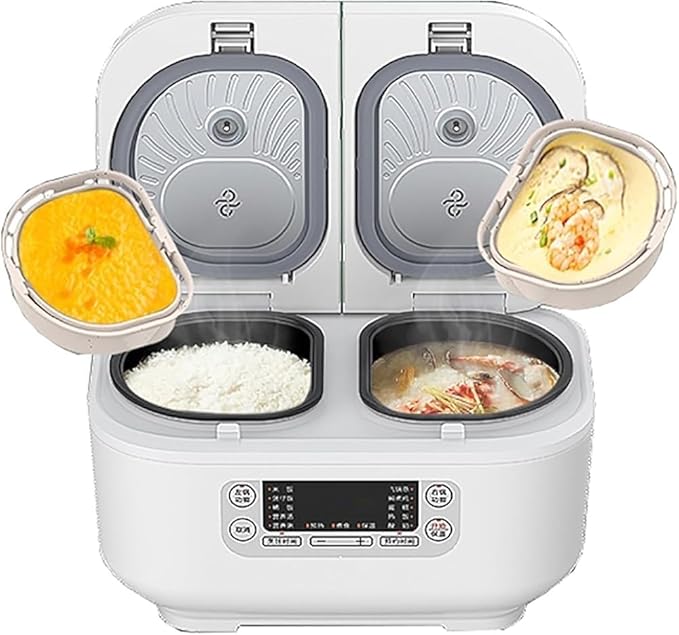 Multi-Function Rice Cooker (1.5L + 1.5L) Double Inner Pots with 12-Hour Timer and Insulation Perfect for 1-3 People