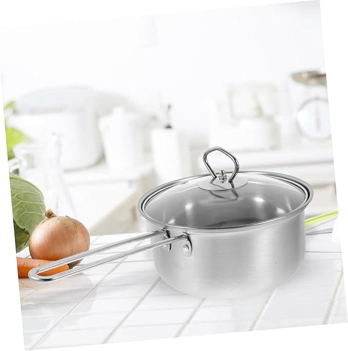 VICASKY Stainless Steel Cookware Set Small Saucepan Soup Pot Milk Pot Frying Pan with Comfortable Handles Resistant Kitchen Cookware for Everyday Cooking