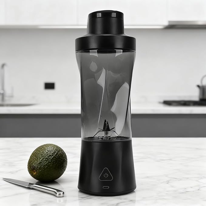 HURRISE Portable Blender Electric Juicer Cup with 6 Cutters 24 oz Capacity with Wide Mouth Lid and Pour Spout for Smoothies Shakes and Frozen Fruits