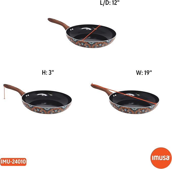 IMUSA 12in Talavera Nonstick Ceramic Frying Pan Skillet PFAS-Free
