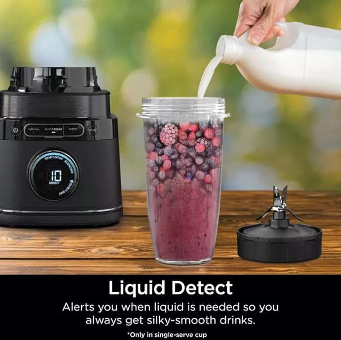 Niinja Detectt Power Blender Pro Personal 2 24 oz Single Serve Blend Sense Technology 1800 W 72 oz Pitcher Variable Speed Control To Go Cups color black (model 301)