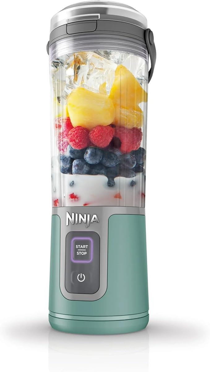 Ninja Blast 16 oz. Personal Portable Blender with Leak Proof Lid and Easy Sip Spout Perfect for Smoothies Cordless USB-C Rechargeable Dishwasher Safe Parts (Renewed) (Forest Green)