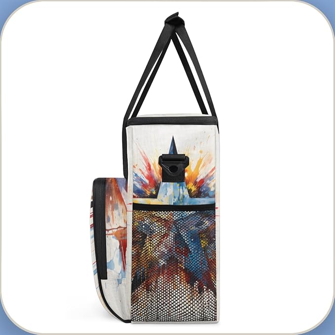 4th of JulyIlluminations Coffee Maker Carrying Bag Travel Storage Bag Compatible with K-Mini or K-Mini Plus Single Serve Coffee Brewer Carrying Case with Multiple Pockets &amp Shoulder Strap