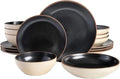 Ceramic Round Plates and Bowls 16pcs Dinnerware Set Classic Bowl Service for 4