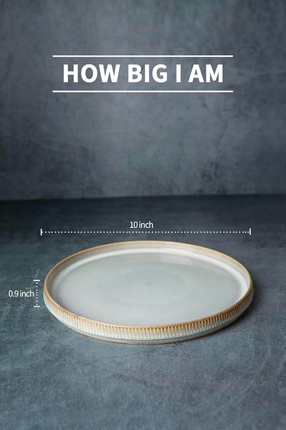 famiware 8.25 Paste Bowl Set (4 Piece) and 10 Dinner Plates for 6 - Cappuccino White
