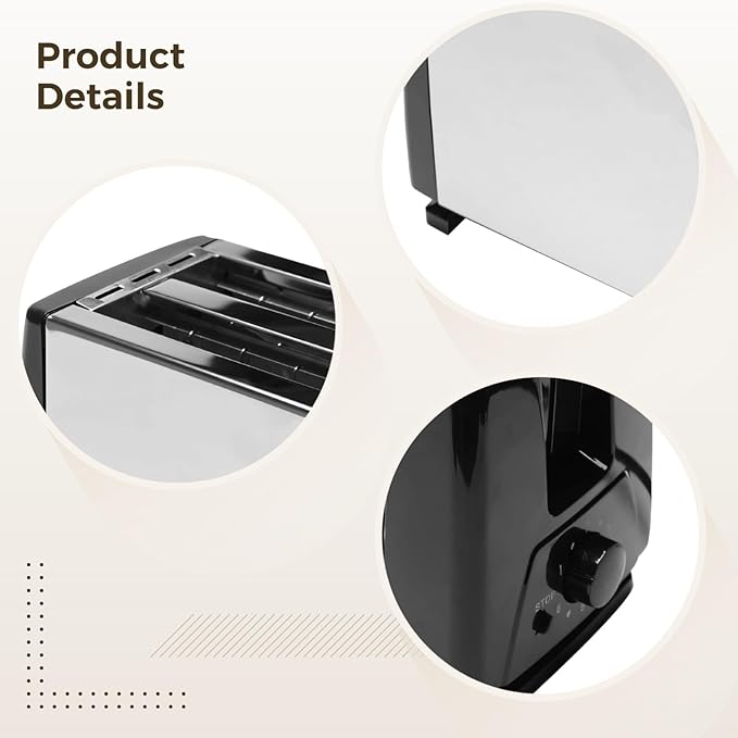 Stainless Steel 2-Slice Bread and Bagel Toaster with Adjustable Control Compact and Efficient