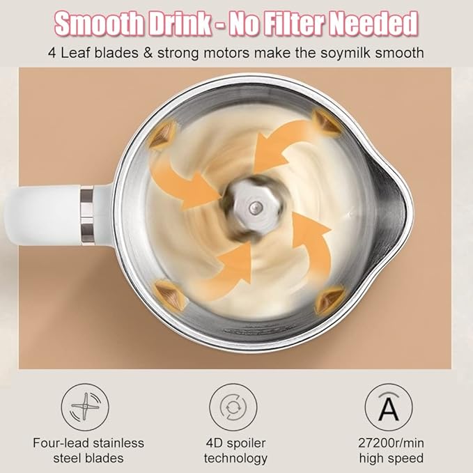 WOOLALA 110V Soy Milk Maker Machine with Screen 350ML Personal Health Stew Cup Powerful Blender &amp Automatic Brewing for Smooth Vegan Nut Milk Maker12 Hours Appointment