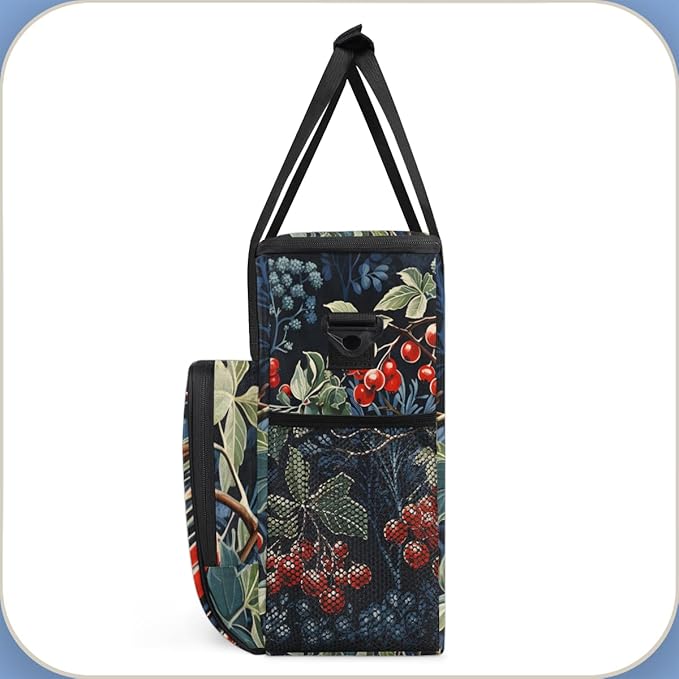 Christmas Holly Leaves Coffee Maker Carrying Bag Watercolor Holly Travel Storage Bag Compatible with K-Mini or K-Mini Plus Single Serve Coffee Brewer Carrying Case with Pockets &amp Shoulder Strap