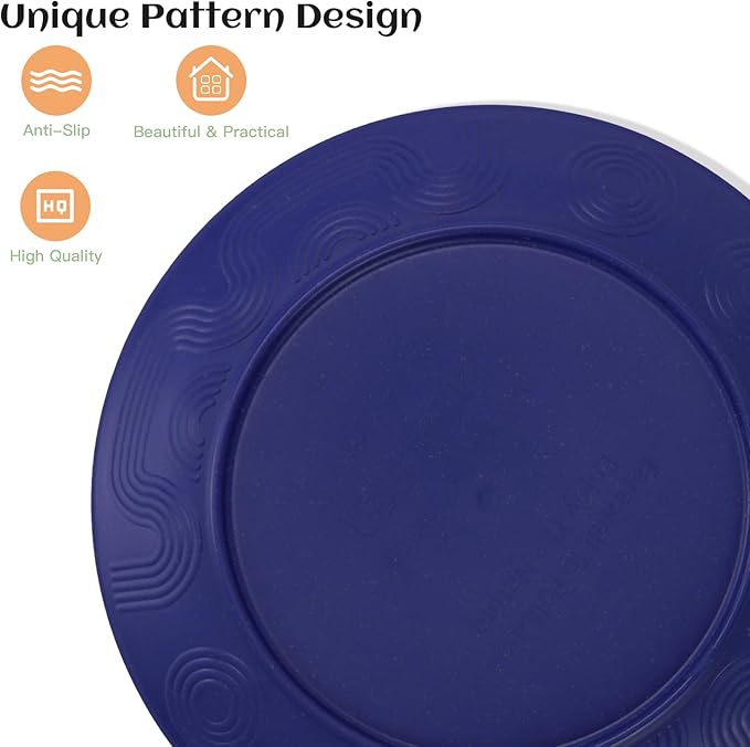 Homienly 40 Pcs Wheat Straw Dinnerware Sets Dinner Plates Cups Pasta Bowls Dishes Set For 8 Microwave Safe Plates and Bowls Sets Blue