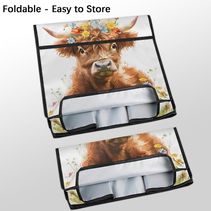 Kitchen Aid Mixer Cover Florals Highland Flower Cow Stand Mixer Cover Compatible with 6-8 Quarts Stand Mixers Dust Covers with Zipper Pocket Foldable Washable Kitchen Aid Organizer Bag