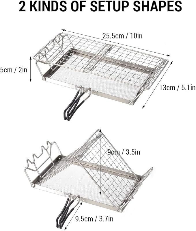 Folding Stainless Steel Camp Stove Toaster Camping Stove Toaster Portable Bread Toaster Rack for Backpacking Outdoor Picnic Easy Setup for Toasting 2 Pieces