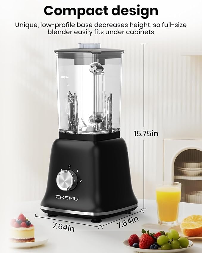Professional Blender For Smoothies 58 Oz Glass Jar Glass Blender Including Puree &amp Crush Ice Functions 750 Watts (Black)