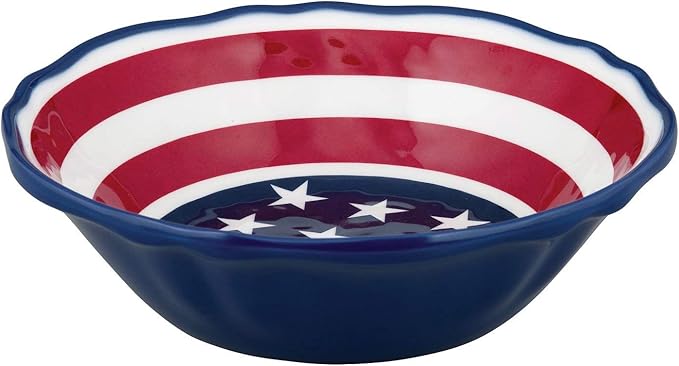 Supreme Housewares 12-Piece Melamine Dinnerware Set Includes Dinner Plates Salad Plates Bowls Service for 4. (American Flag)