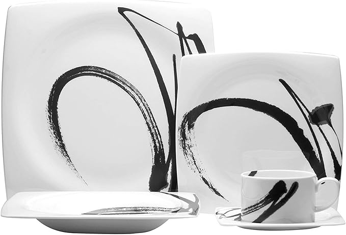 Red Vanilla Paint It Black 20 Piece Dinner Set 1 White