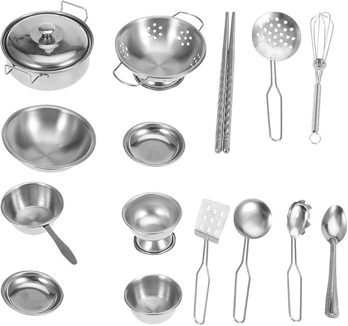 16/18/25pcs Stainless Steel Cookware Set Saucepan Lids Pot Cooking Kitchen(16 pieces)