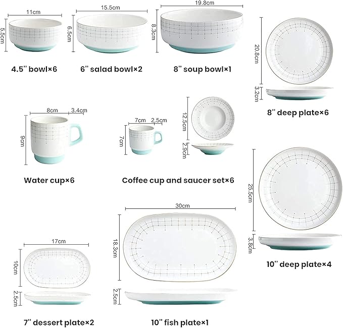 Porcelain Dinnerware Sets Plates and Bowls Sets High-End Dinner Set Ceramics Dinner Sets 40 Pieces Light Luxury Steak Plate Dessert Dish and Coffee Cup | Porcelain Dinnerware Set