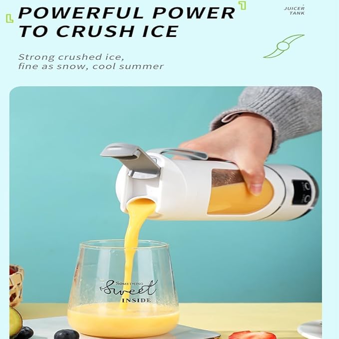 Digital Display Juicer - Smart LED Display 450ml/15.2oz Juicer Shakes and Smoothies Blender with Leakproof Lid Personal Blenders for Home &amp Travel Shakes &amp Baby Food (White)