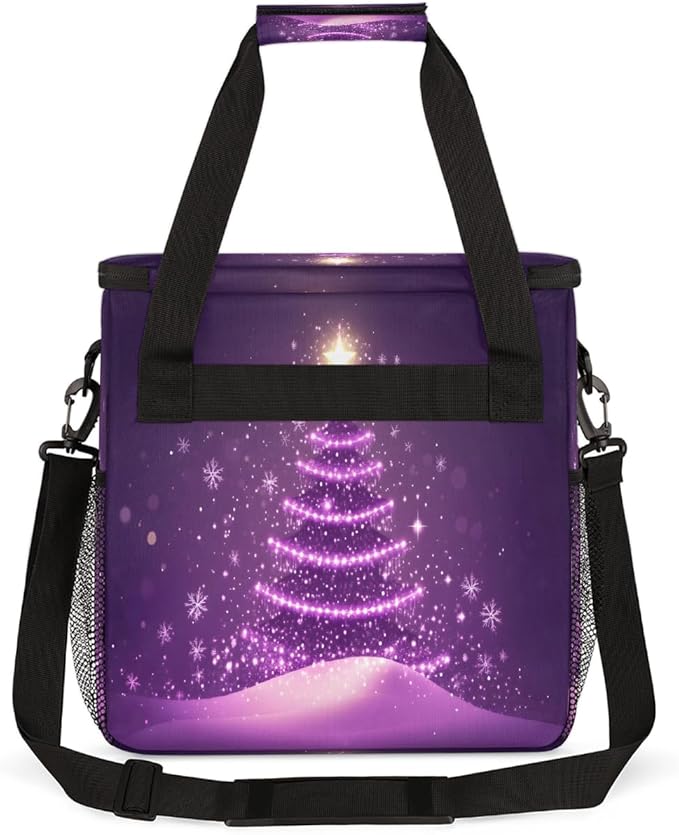 Christmas Glowing Christmas Tree Snowflakes Coffee Maker Carring Bag Travel Carrying Storage Tote Bag Compatible with Keurig K-Mini or K-Mini Plus Portable Single Serve Coffee Brewer Case with Pockets