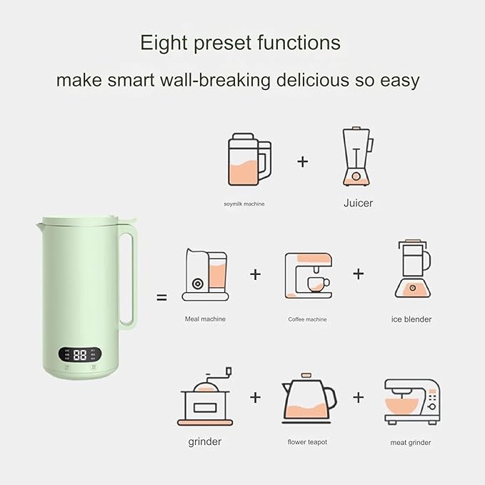 110V&amp220V Home Appliance Wall Breaker Household No-Soaking and No-Filtering Beans Multifunctional Soy Milk Machine MixerWhite