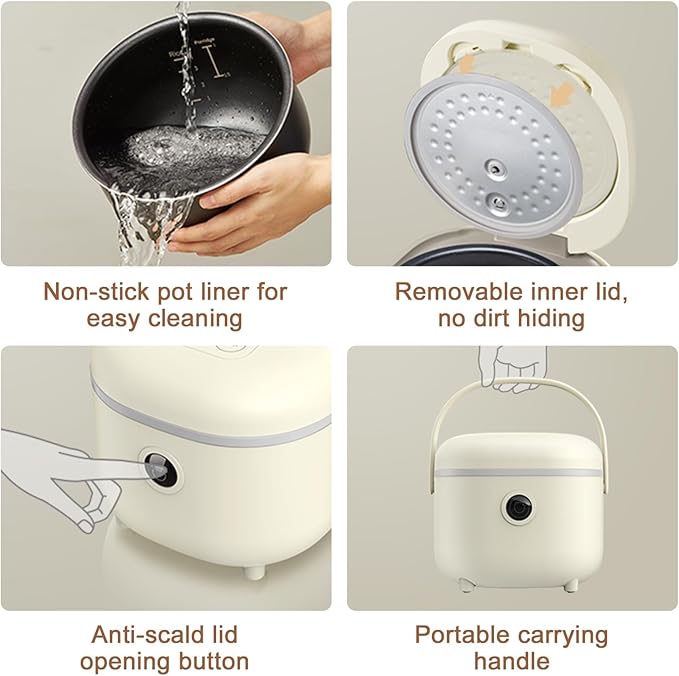 with Steamer and 6 Rice Cooking Functions Multifunctional 3.5 Cups(Uncooked) Rice Cooker for 2-3 People - Perfect for White/Brown Rice Porridge and Soup(3L)