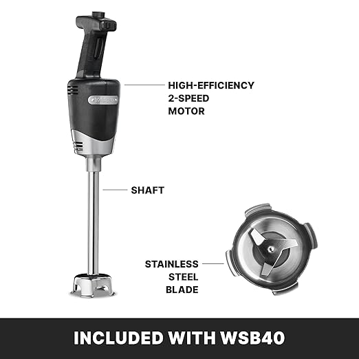 Waring (WSB40) 10 Medium-Duty Quik Stik Plus Immersion BlenderBlack/Silver