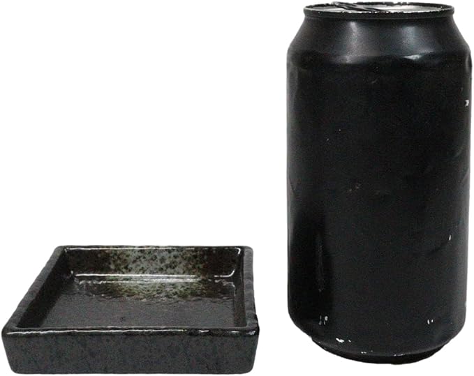 Ebros Gift Artistic Charcoal Grey Tone Hakumu Collection Dinnerware Serveware Kitchenware Set Asian Japanese Restaurant Supply (Pack Of 6 Square Condiment Sauce Dishes 2oz)