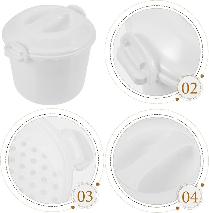 HEALLILY 1set Reusable Microwave Rice Cooker with Lid Capacity Food Box for Convenient Rice Cooking and Steaming Easy to Use for Meal Prep