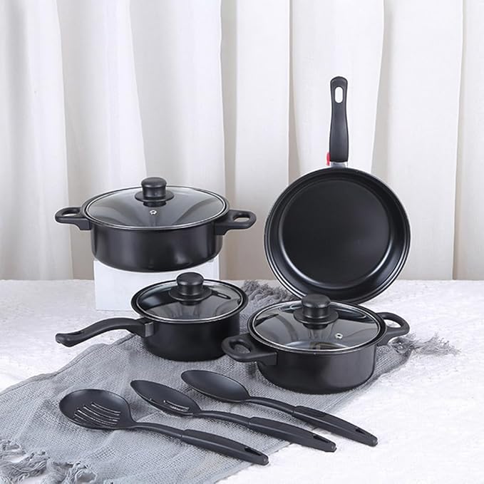 Purple Cookware Set 13 Piece Pots and Pans with Utensils Nonstick PFOA Free Scratch Resistant Cooking Surface Compatible with All Stoves