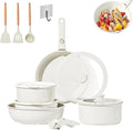 Pots and Pans Set Non Stick Cookware Set with Detachable Handles 5/11 Piece Ceramic coating Cooking Set with Frying Pan Saucepan Stock Pot Suitable for All Stovetops Dishwasher Safe (White11)