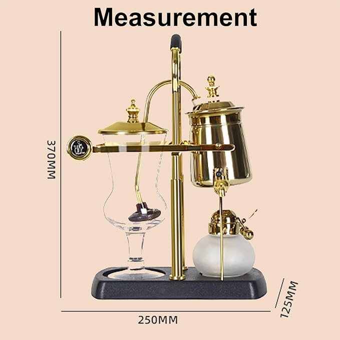 Belgium Luxury Royal Family Balance Syphon Siphon Coffee Maker with Tee Handle Elegant Retro-Style Design Vacuum Brewing Coffee Machine for Coffee Aficionados Coffee/Tea Dual-Use