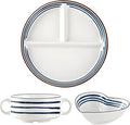 3 Pcs Japanese Style Ceramic Dinnerware Set Divided Plate Heart Bowl Handled Cup for Youngsters &amp Adults