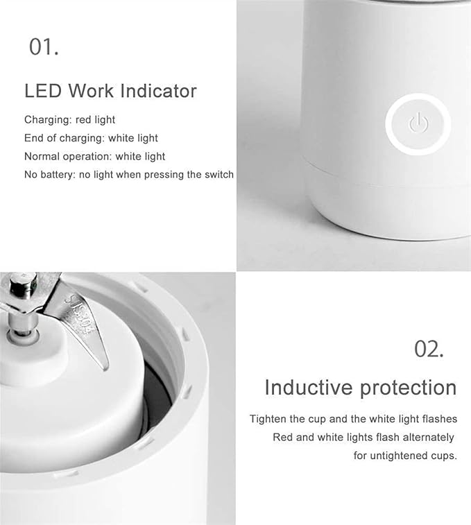 Portable Blender Personal Size Blender for Smoothies Juice and Shakes Mini Blender with Powerful Motor 2000mAh Rechargeable Battery 4 3D Blades for Home Travel Office