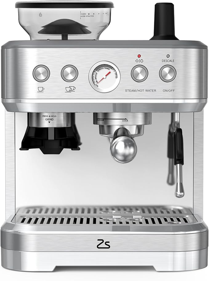 IDEALHOUSE Espresso Machine 3-in-1 Built-in Grinder and Milk Frother Stainless Steel 20 Bar Latte and Cappuccino Espresso Coffe Machine w/Automatic Milk Frothe &amp 95 Oz Water Tank for Office Caf