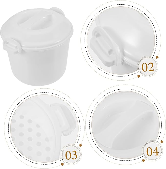 PRETYZOOM Microwave Rice Cooker with Lid and Steaming Tray Large Capacity Multi Function Rice Cooker and Steamer for Family Meals Convenient Microwave Oven Cooking Container
