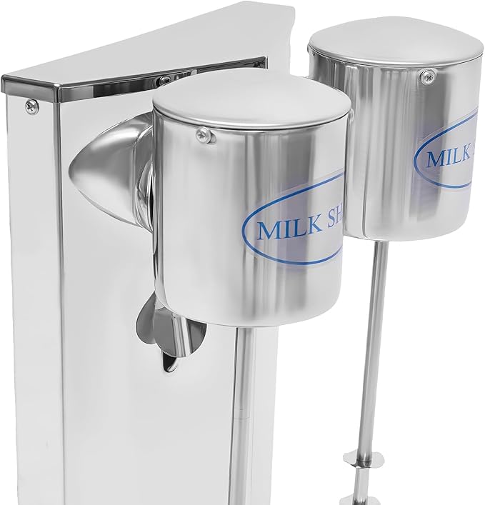 Milkshake Machine Double Head Milkshake Maker Machine with 2 Stainless Steel Cups Two Speed Commercial Stainless Steel Milk Shake Machine Smoothie Ice Cream Mixer for Commercial/Home