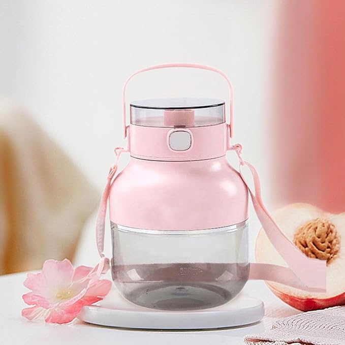 Electric Juicer Portable Blender 1000ml with Straw and Lid Travel Juicer Juice Blender for Home Picnic Pink