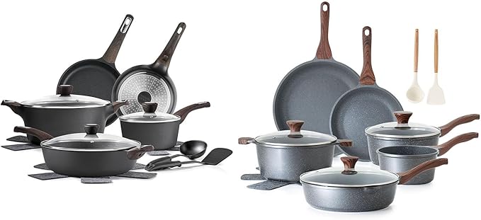 SENSARTE Ceramic Cookware Sets Pots and Pans Set Non stick 14-Piece Induction Cookware 16 Pcs Nonstick Kitchen Cooking Set w/Frying Pans Set Saucepans Set