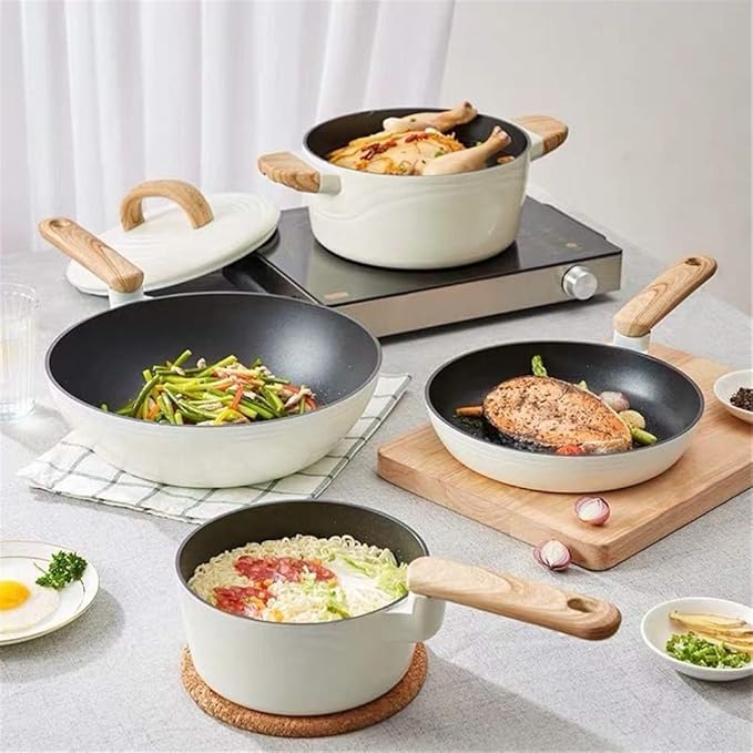 Cookware Set Soup Pot Stew Cooking Pots and Pans Induction Cooker Casserole Kitchen Saucepan Double Boiler Steamer Frying Pan