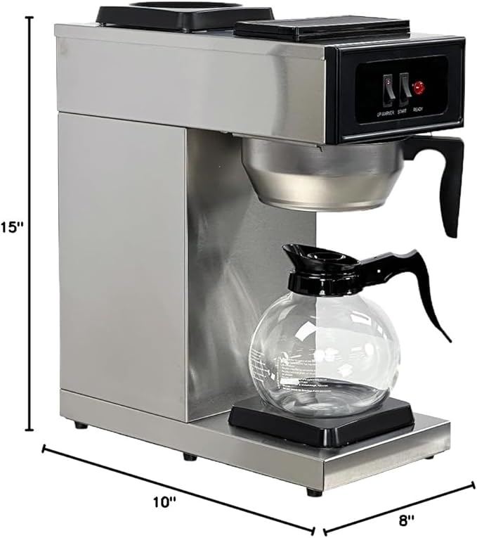 Commercial Coffee Maker 12-Cup Capacity Automatic Brewing with Warmer ETL Listed Stainless Steel AW1U1D