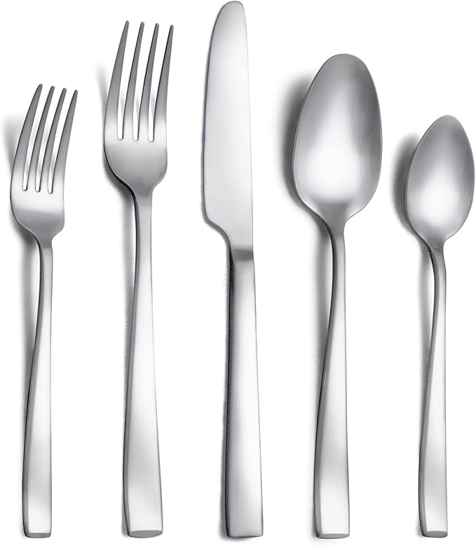 40 Piece Silverware Set Service for 8 EIUBUIE Premium Stainless Steel Cutlery Set Matte Finish Flatware Sets Durable Solid Modern Kitchen Tableware Eating Utensil Sets Include Spoons Forks Knives