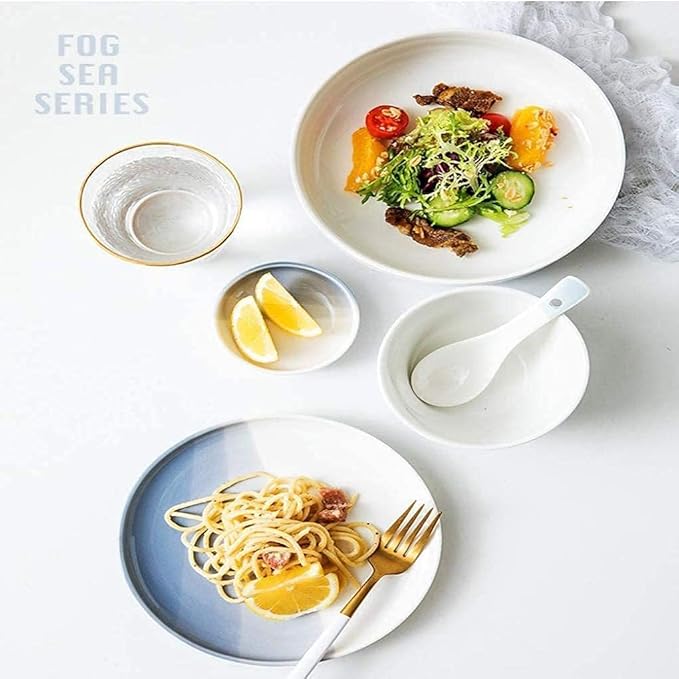 Dinnerware Sets Dish Set17 PiecePorcelain Hand-Painted Ink Painting with Gradient Underglaze Ceramic Combination SetService for 4 People