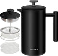 Secura French Press Coffee Maker 304 Grade Stainless Steel Insulated Coffee Press with 2 Extra Screens 34oz (1 Litre) Black