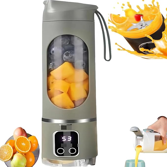 Portable Blender With Dual Battery 1500 mAh USB Rechargeable 16oz Digital Multimode Juicer Blender 3 Speed12-Blade Fresh Juice Bottle for Shakes SmoothiesFresh Juice Ete. (green)