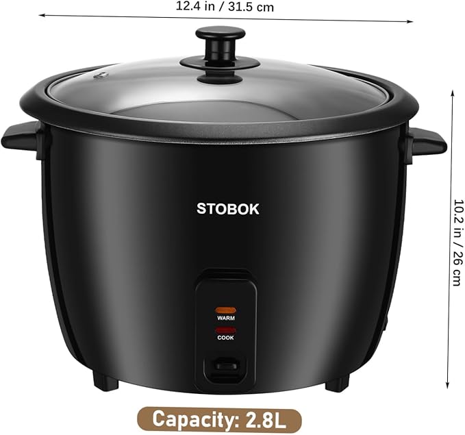Alipis Portable Rice Cooker Electric Stew Pot with Transparent Lid One-button Control Multifunctional Cooker for Rice Oatmeal Soups and Steamed Vegetables US Plug for Home and Travel