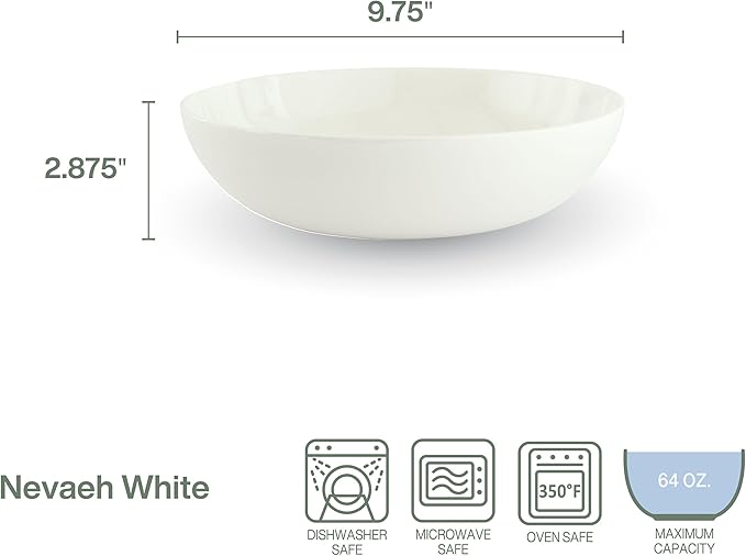 Everyday White by Fitz and Floyd Nevaeh Vegetable Serve Bowl 9.75 Inch