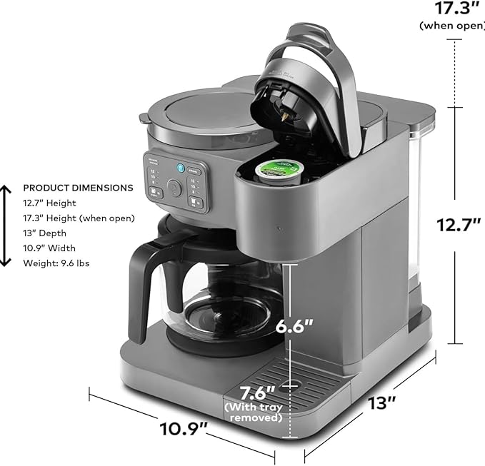 K-Duo Coffee Maker for Hot and Iced Drinks Single Serve KCup Pod Brewer and 12 Cup Carafe Drip Coffee Pot 60oz Water ReservoirPause &amp Pour Feature Perfect for Home &amp Office Use (Moon Grey)
