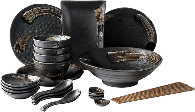 25-Piece Kitchen Dinnerware SetPorcelain Dinnerware SetsCeramics Plates and Bowls SetsBreak and ChipDish Sets Service