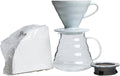 Hario V60 Coffee Pour Over Kit Bundle Set - Comes with Ceramic Dripper Range Server Glass Pot Measuring Spoon and 100 Count Package of Hario 02W Coffee Filters